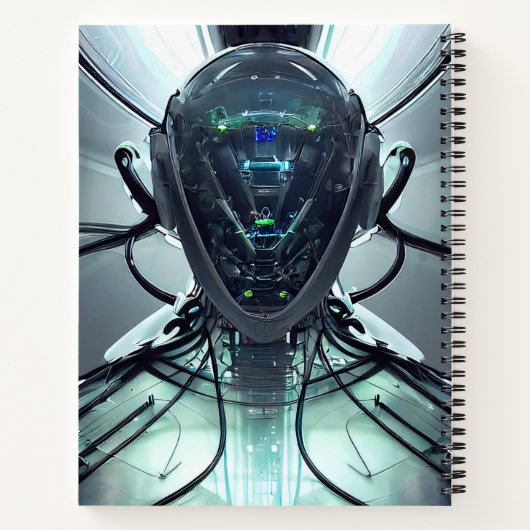 Sci-Fi Cyber Droid Fighter Pilot Notitieboek (Achterkant)