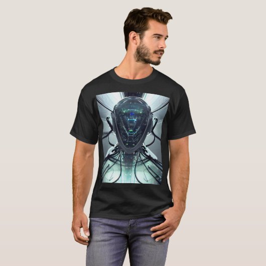 Sci-Fi Cyber Droid Fighter Pilot T-shirt (Voorkant volledig)
