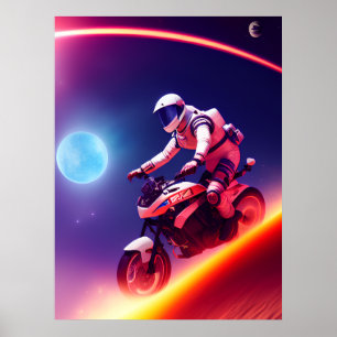 Sci-Fi digitale wanddecoratie, futuristische fiets Poster