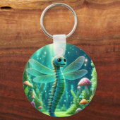 Sci-Fi fantasy art with dragonfly and mushroom art Sleutelhanger (Voorkant)