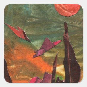 Sci-Fi "Fire Birds"-buitenaardse levensvormen tijd Vierkante Sticker