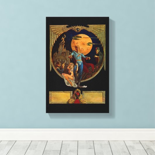 Sci-Fi Hero Verretched Canvas afdrukken (Insitu (Houten vloer))