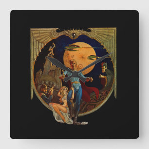 Sci-Fi Hero Vierkante Klok