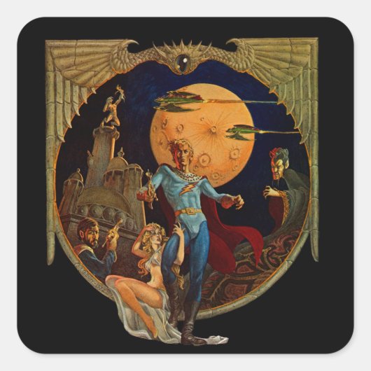 Sci-Fi Hero Vierkante Sticker (Voorkant)