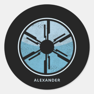 Sci-Fi Kosmische Ruimte Blauw Ombre Verdrietig Cus Ronde Sticker