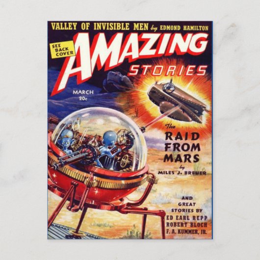  Sci Fi kunst Raid van Mars Briefkaart (Voorkant)