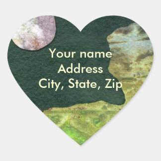 Sci-Fi lavender moon over een groene buitenaardse Hart Sticker
