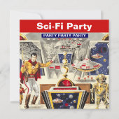 Sci-fi Party Theme Invitations Robot Space Travel Kaart (Voorkant)
