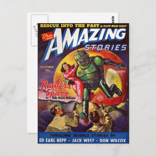 Sci Fi Robot held Briefkaart (Voorkant / Achterkant)