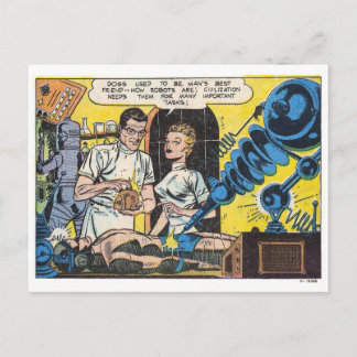 sci-Fi robots Goudpag paneel Briefkaart