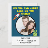 Sci Fi Rocket Ship Save the Date (Voorkant)