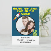 Sci Fi Rocket Ship Save the Date (Staand voorkant)