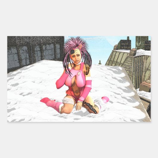 Sci Fi Snow Punk Rechthoekige Sticker (Voorkant)