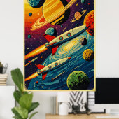  Sci-Fi Space Poster – Cosmic Adventure Des (Thuiskantoor)
