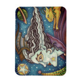 SCI FI SPACE WITCH & COMET CAT HUMORISTISCHE HALLO MAGNEET (Verticaal)
