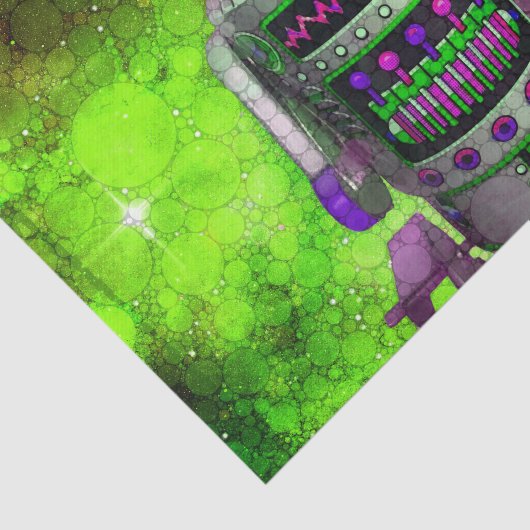 Sci Fi speelgoed Robot Green Galaxy Verjaardag Ret Tissuepapier (Detail)