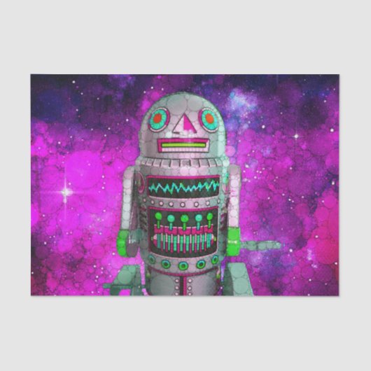 Sci Fi speelgoed Robot paarse Galaxy Verjaardag Re Tissuepapier (Voorkant)