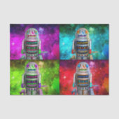 Sci Fi speelgoed robot rood paarse blauw groen ste Tissuepapier (Voorkant)