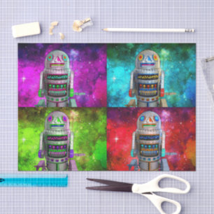 Sci Fi speelgoed robot rood paarse blauw groen ste Tissuepapier