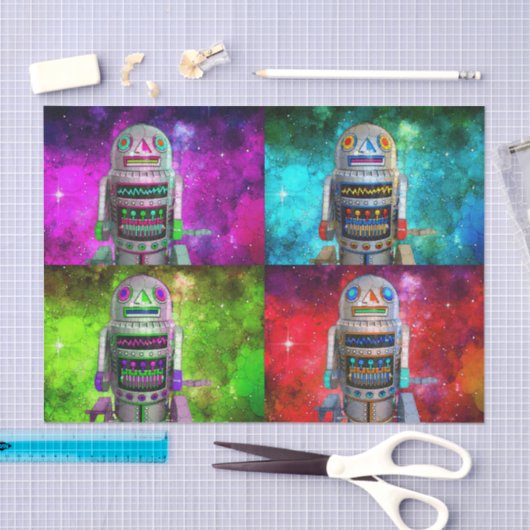 Sci Fi speelgoed robot rood paarse blauw groen ste Tissuepapier (Craft)