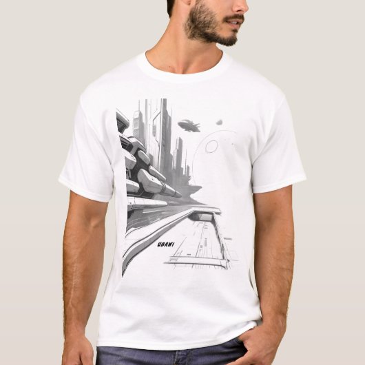 Sci-Fi T-shirt dat het universum doorkruist 01 J F (Voorkant)
