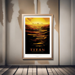 Sci-Fi Travel Ad, Moon Titan Foto Afdruk