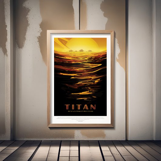 Sci-Fi Travel Ad, Moon Titan Foto Afdruk