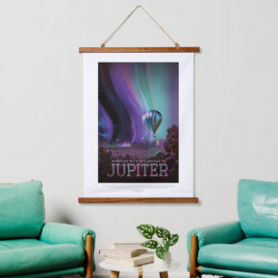 Sci-Fi Travel Ad, planeet Jupiter Hangend Wandkleed