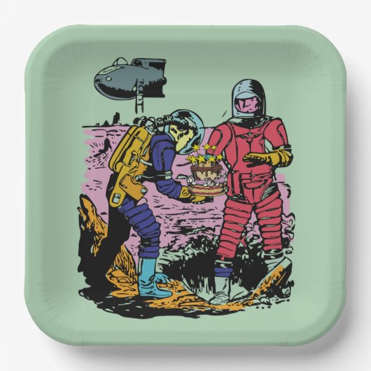 Sci-Fi Verjaardagsfeestje Ruimtetijd Science Ficti Papieren Bordje (Voorkant)