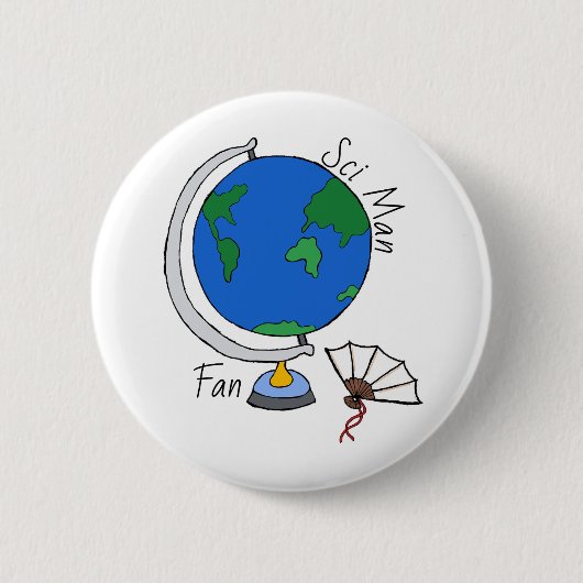'Sci Man Fan' speld/ Ronde Button 5,7 Cm (Voorkant)