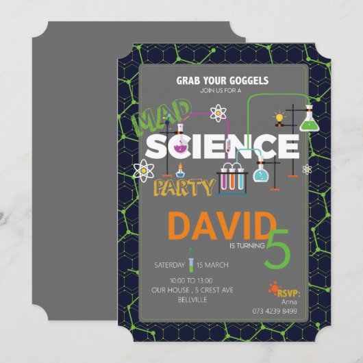 SCIENCE Anniversaire Invitation (Devant / Derrière)