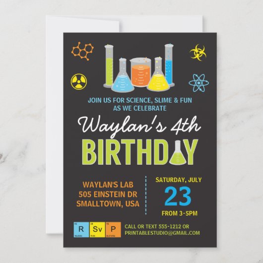 Science Anniversaire Invitation en bleu (Devant)