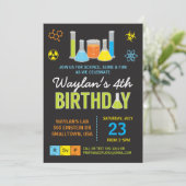 Science Anniversaire Invitation en bleu (Debout devant)