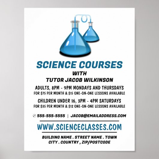 Science Beakers, Science Course Adverteren Poster (Voorkant)