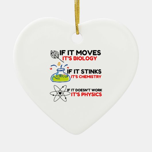 Science BIOLOGY CHEMISTRY PHYSICS Keramisch Ornament (Voorkant)