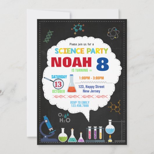 Science Birthday Invitation Kaart (Voorkant)