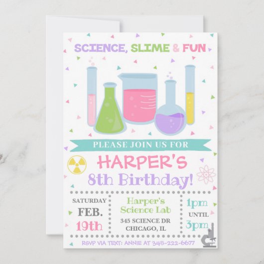 Science Birthday Invitation Science Invite Kaart (Voorkant)