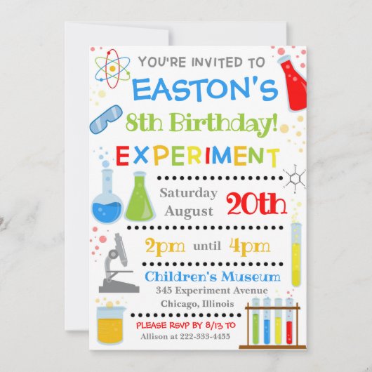 Science Birthday Invitation | Wetenschapsgenote Kaart (Voorkant)