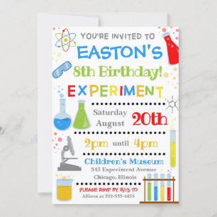 Science Birthday Invitation   Wetenschapsgenote Kaart