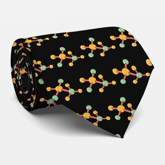 Science Chemistry Pattern Teacher Black Stropdas (Opgerold)