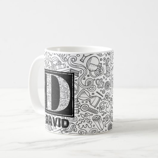 Science Custom Monogram - Letter D Coffee Mok (Voorkant links)