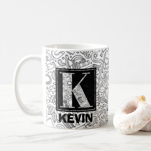 Science Custom Monogram - Letter K Coffee Mok (Met donut)