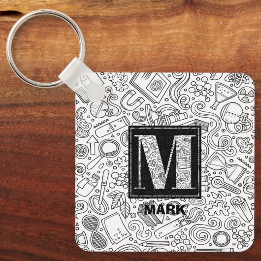 Science Custom Monogram - Letter M Sleutelhanger (Voorkant)