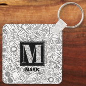 Science Custom Monogram - Letter M Sleutelhanger (Achterkant)