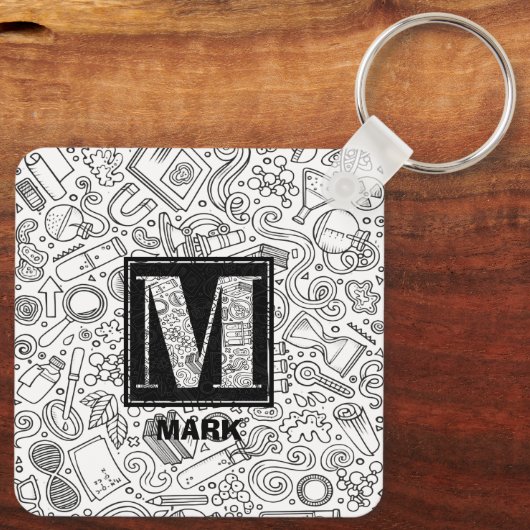 Science Custom Monogram - Letter M Sleutelhanger (Achterkant)