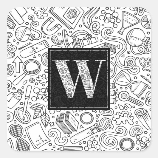 Science Custom Monogram - Letter W Square Sticker (Voorkant)