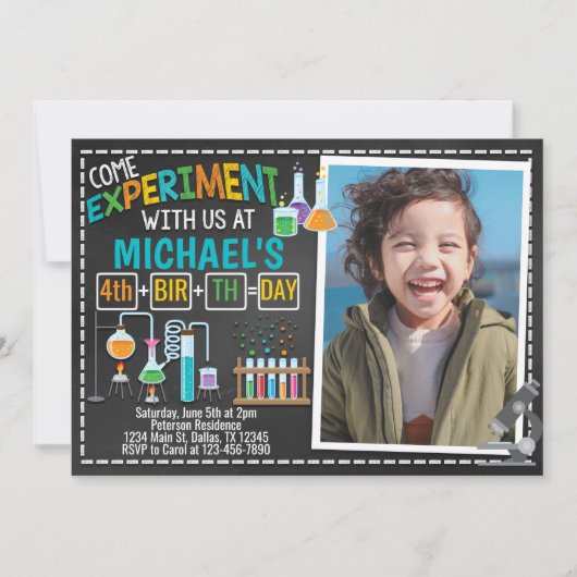Science Experiment Anniversaire Fête Invitation (Devant)