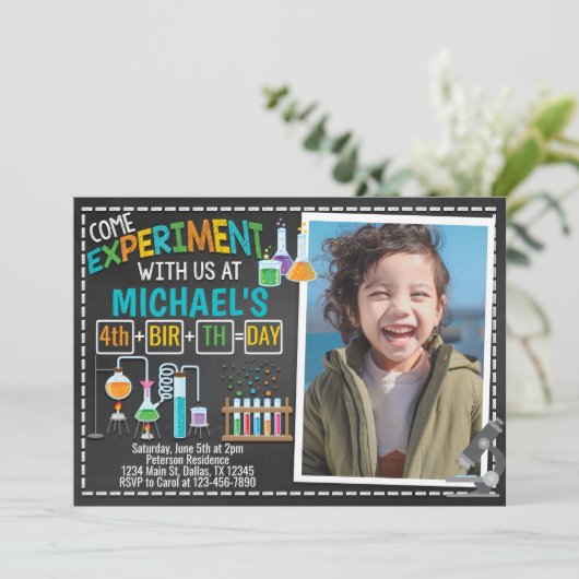 Science Experiment Anniversaire Fête Invitation (Debout devant)
