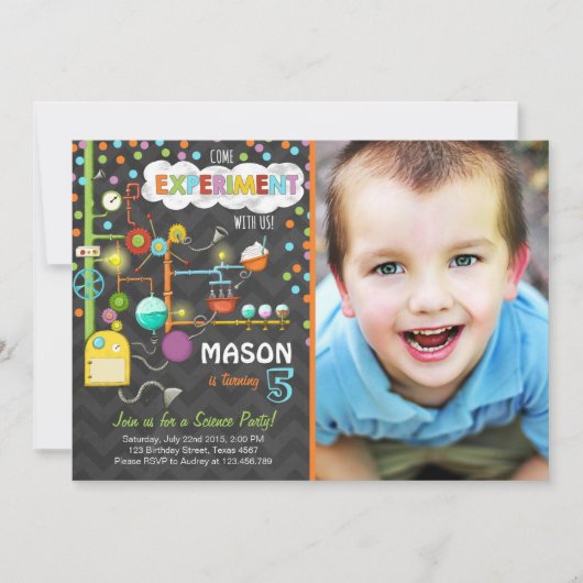 Science Experiment Anniversaire Fête Invitation (Devant)