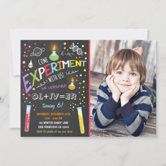 Science Experiment Birthday Invitation Boy Kaart (Voorkant)